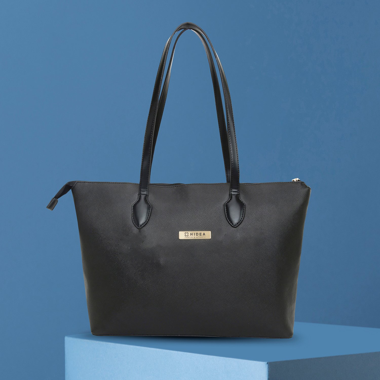 Noir Luxe Structured Tote Bag